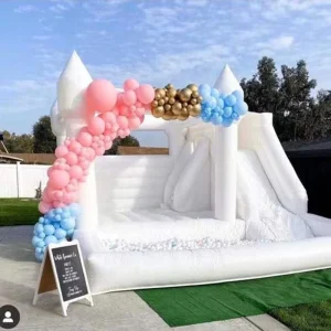 White Wedding Party Rental Inflatable Bouncy Castle Combo Bounce House Inflatable Jumper Bouncer With Slide and Ball Pit