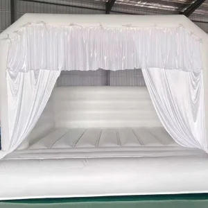 Trampolin Inflatable Bertema Pernikahan Putih, Model Komersial, Kastil Inflatable untuk Anak-anak