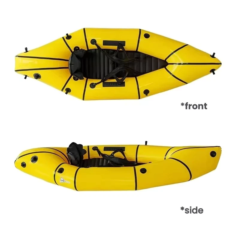 Packraft Sungai Whitewater Inflatable untuk Petualangan Memancing, Ski Air 1 Orang, Lipat TPU