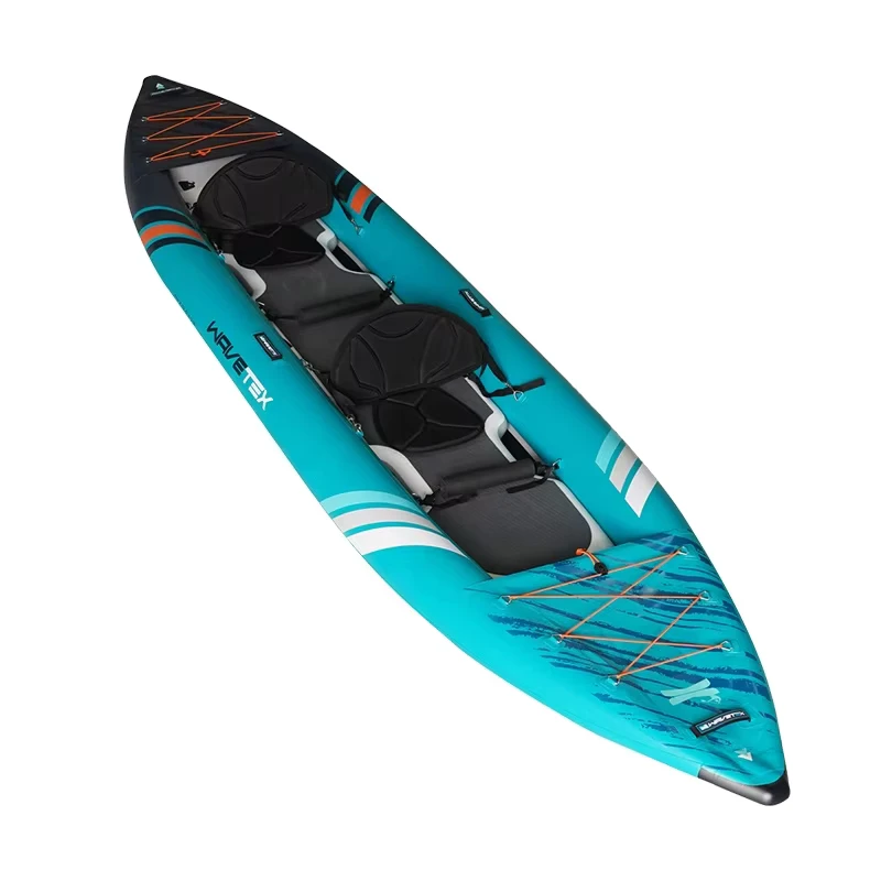 Kayak de randonnée gonflable pour 2 personnes en PVC, léger, durable, antidérapant, résistant à l'eau, pour la pêche