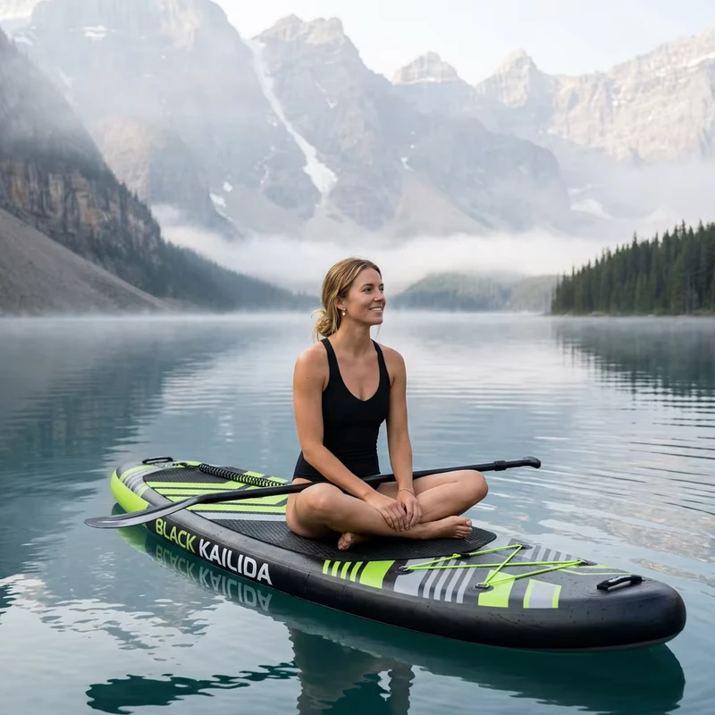 Breites aufblasbares Stand-Up-Paddle-Board, doppellagiges, ultraleichtes PVC, rutschfeste Deck für Yoga und Paddeln auf dem See