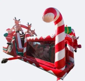 Winter Holiday Theme Indoor Bounce House Inflatable Castle Obstacle Course for Kids