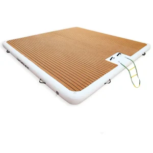 Wooden PVC Water Floating Island Inflatable Dock Deck Jet Ski Dock Floating Platform
