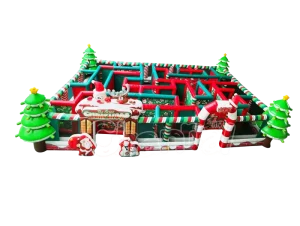 Xmas Inflatable Obstacle Course Maze Bounce House Castle Combo Outdoor Bouncy Obstacle Combo Inflatable Bouncer Moonwalk Maze