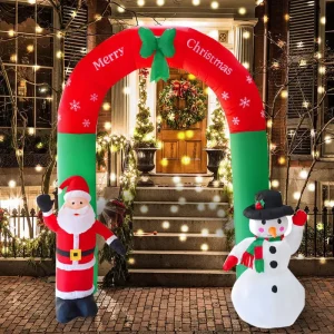Kerstversieringen Gigantische LED Licht 7.87FT Kerst Opblaasbare Kerstman Sneeuwpop Boog Kerst Opblaasbare Decoraties