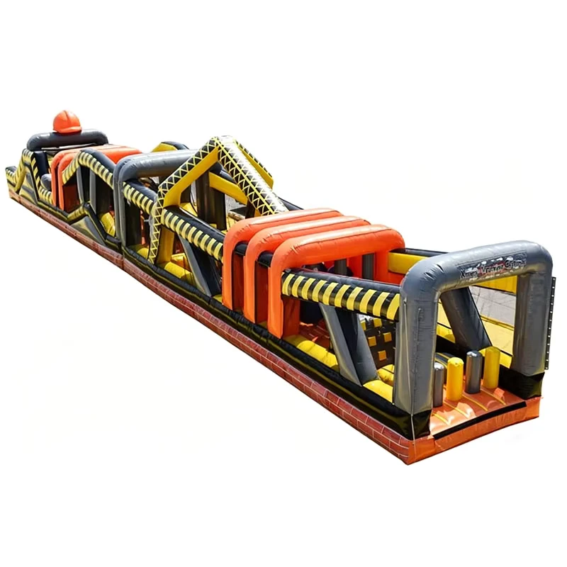 Xtreme Caution Wrecking Zone Castello gonfiabile Percorso ad ostacoli con scivolo Sfida divertente gonfiabile