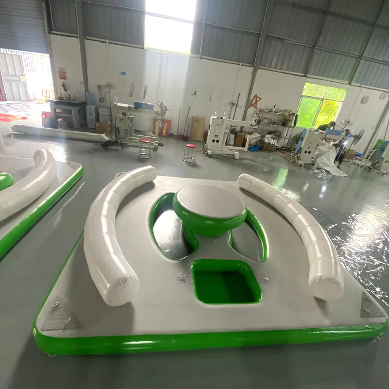 Yacht-spezifische aufblasbare Plattform mit Sonnendach, schwimmendes Pavillon mit Sofa & Bar, maritimes Anlegefloß, individuelles Freizeitfloß