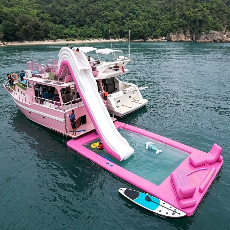 Yacht Dock Leisure Island Inflatable Fishing Swimming Platform Floating Yacht Slide Water Platform for Sea
