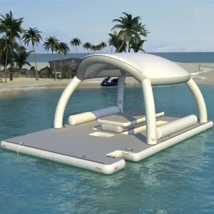 Piattaforma Gonfiabile per Yacht Pontone per Nuoto Piattaforma Galleggiante Gonfiabile Tappeto Gonfiabile con Tenda