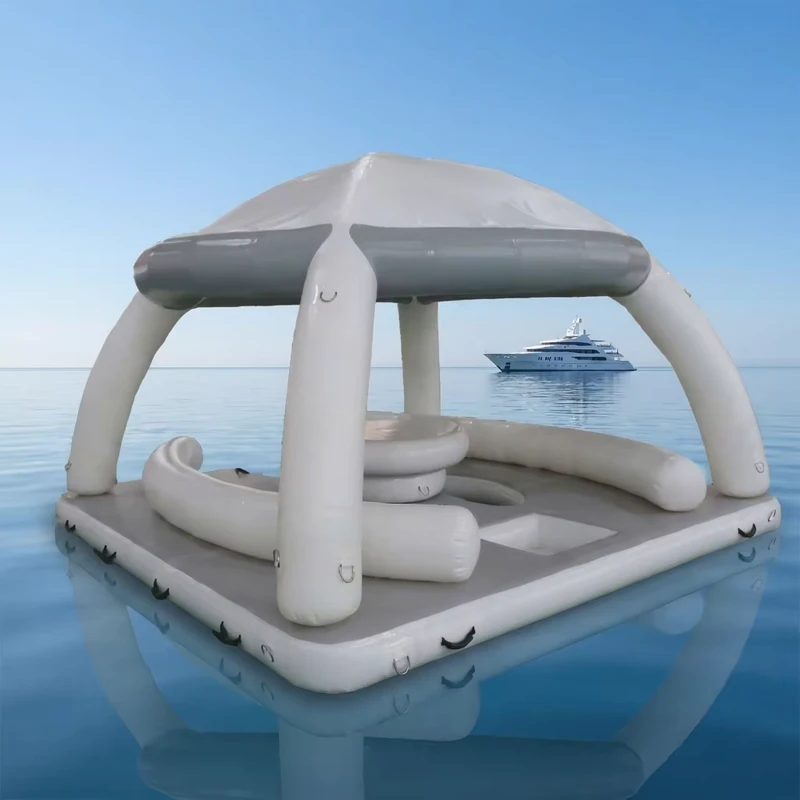 Nền Tảng Tiệc Nổi Inflatable Water Leisure Floating Party Platforms với Lều Bana