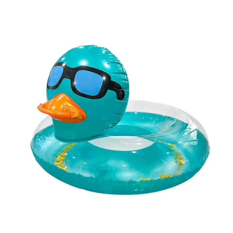 Tubo flotante en forma de pato amarillo, anillo de piscina, silla de piscina inflable, ayuda para nadar para cama flotante y anillos de barriga
