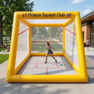 Yellow White Inflatable Pickleball Enclosure Tent Inflatable Sports Court Cage with Net for Outdoor Sport Business