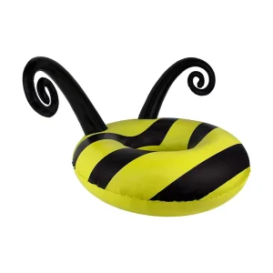Yellow and Black Inflatable Bee shaped Water Swimming Ring on the Water Inflatable Swimming Pool Float