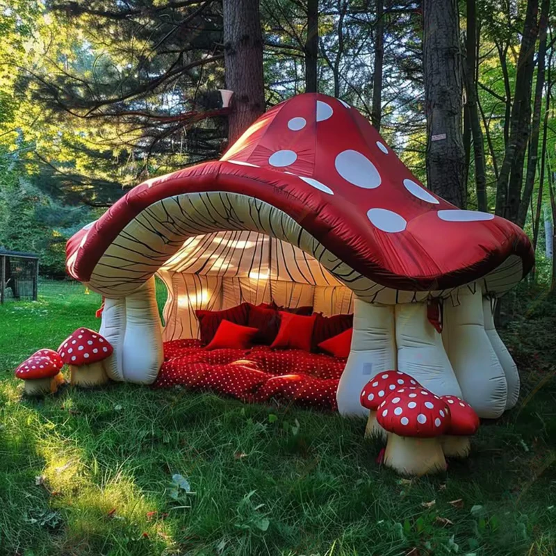 Castelo Inflável em Forma de Cogumelo Zhenmei para Festas de Crianças, Tenda Bouncy 300D Oxford, Fácil Montagem para Publicidade
