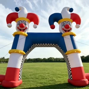 Opblaasbare toegangspoort met logo, reclame circus clown boog voor festivaldecoratie
