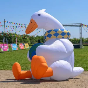 reusachtige opblaasbare staande gans met aangepaste tekst LED verlichte witte eend opblaasbaar voor reclame festival openbare display feest
