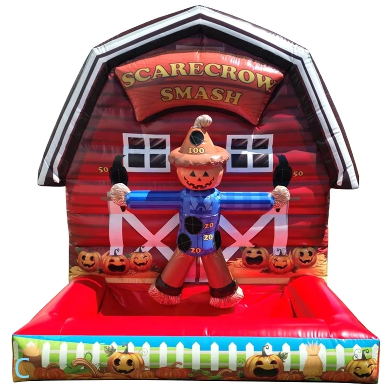 Jeu de tir gonflable Halloween, jeu de carnaval avec citrouille écrasée et fléchettes