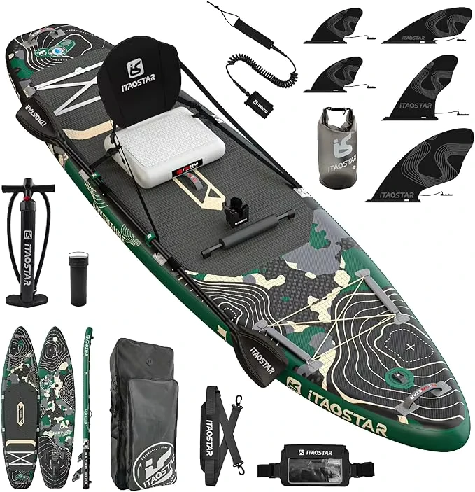 iTAOSTAR A02B 12’x35″x6″ Fishing Inflatable SUP Stand Up Paddle Board Surfboard Extra Wide SUP
