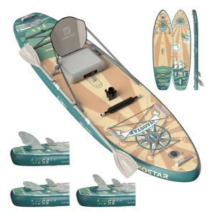 iTAOSTAR Journey J07D 11’x35″x6″ Stand Up Paddle Board with 5 Fin for Lake Surfing Durable and PVC Kayak Paddle for Lake