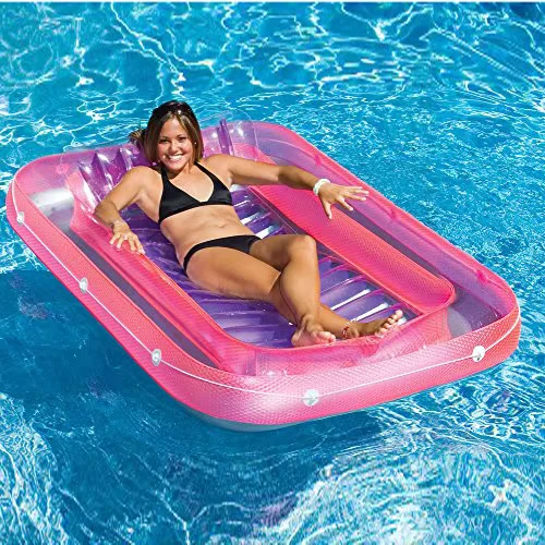 Lounger Tanning Inflatable Anak Dewasa Berwarna Pink untuk Mengapung di Kolam
