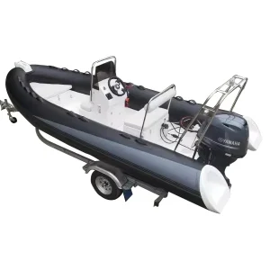 inflatable RIB boat fiberglass hull with 4-stroke 60HP outboard motor RIB480